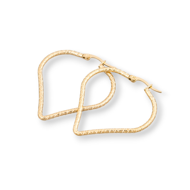 Boucles d'Oreilles Acier Fantaisie 37x44mm 5 Paires Doré