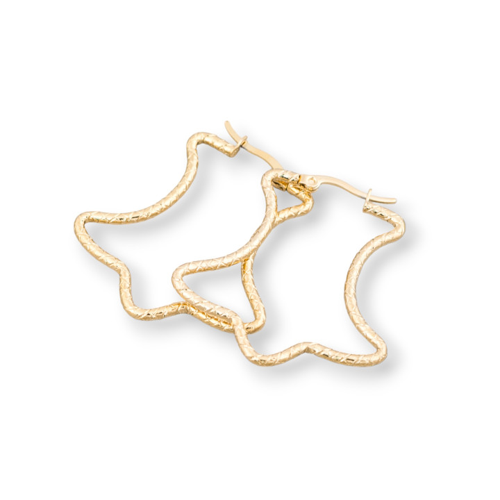 Orecchini Di Acciaio Fantasia 40x38mm 5Paia Dorato