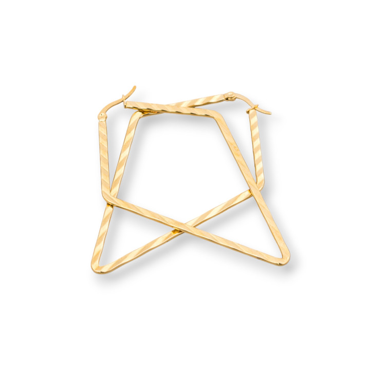 Boucles d'Oreilles Acier Fantaisie 54x80mm 4 Paires Doré