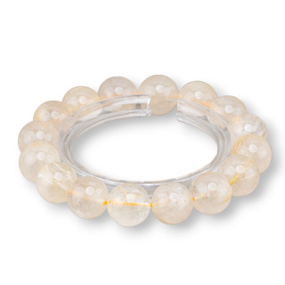 Round Gold Rutilated Quartz Bracelet 13mm