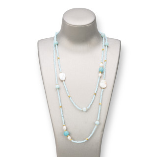 Charleston Necklace: Elegance and Style with Semi-precious Stones, Pearls and Crystal