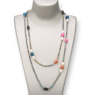 Charleston Necklace: Elegance and Style with Semi-precious Stones, Pearls and Crystal