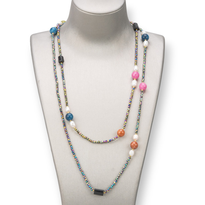 Charleston Necklace: Elegance and Style with Semi-precious Stones, Pearls and Crystal