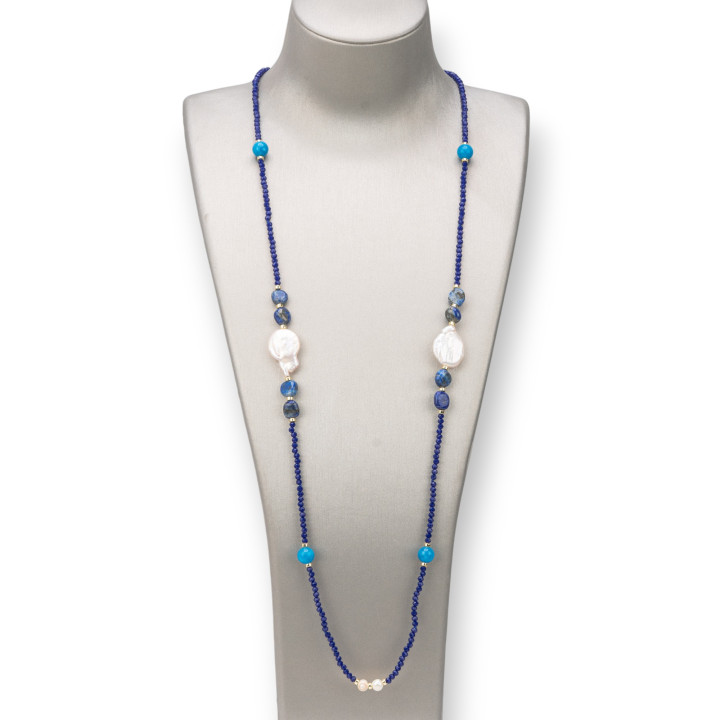 Collana Charlestone Blu: Eleganza e Stile con Pietre Dure e Perle
