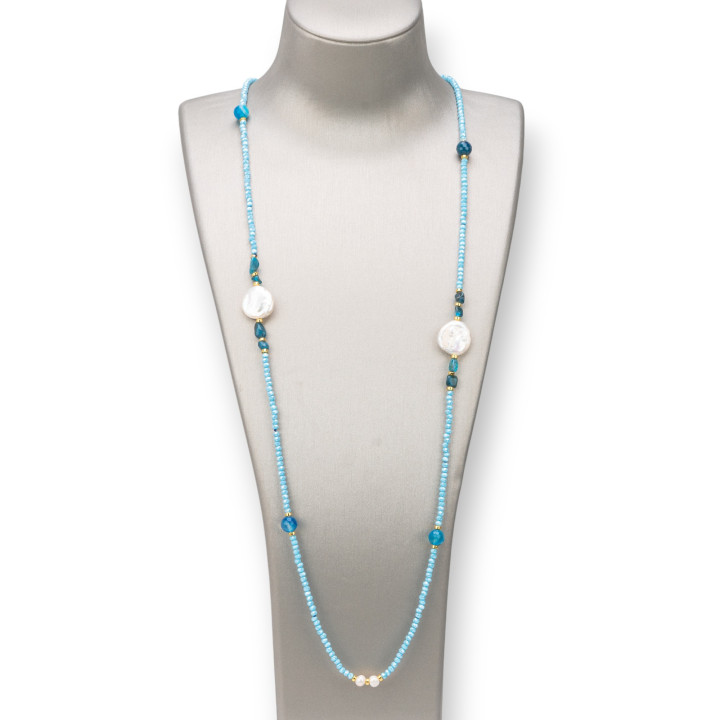 Collier Charleston : Élégance Céleste avec Pierres Semi-précieuses et Perles