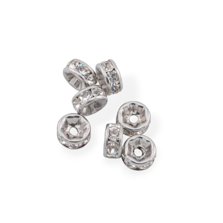 Entretoise Acier Strass Rondelle 08mm 100pcs