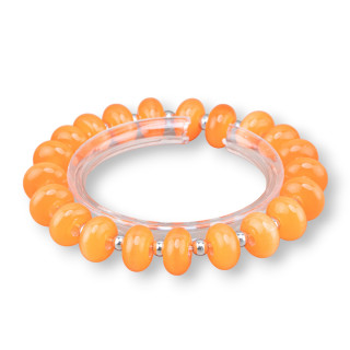 Pulseras elásticas de hematita naranja rodiada y ojo de gato de 12 mm