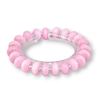 12 mm Katzenauge- und rosa Hämatit-Rhodium-Stretch-Armbänder