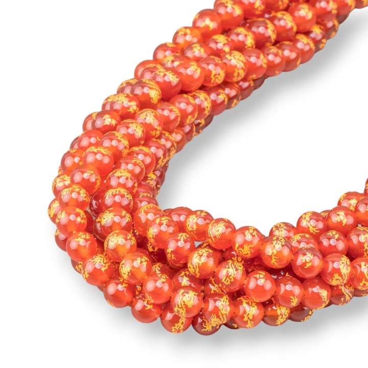 Carnelian Satin (Matte) Round Smooth Engraved 06mm