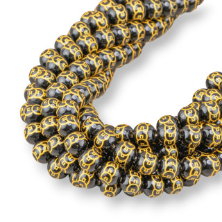 Onyx Noir Mat Satiné (Mat) Rond Lisse Gravé 08mm