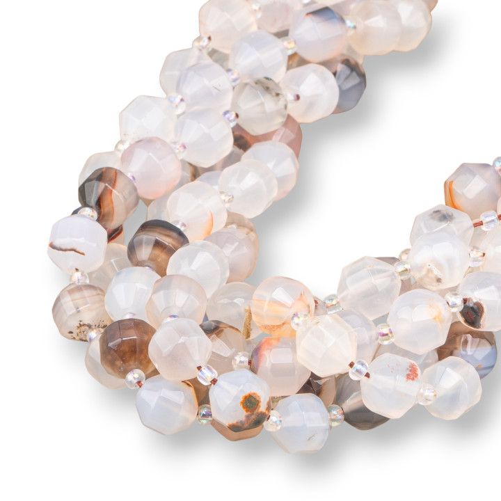 Agata Botswana Ball Taglio Cilindrico Sfaccettato 9x10mm