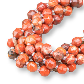 Diaspro Rosso Ball Taglio Cilindrico Sfaccettato 9x10mm