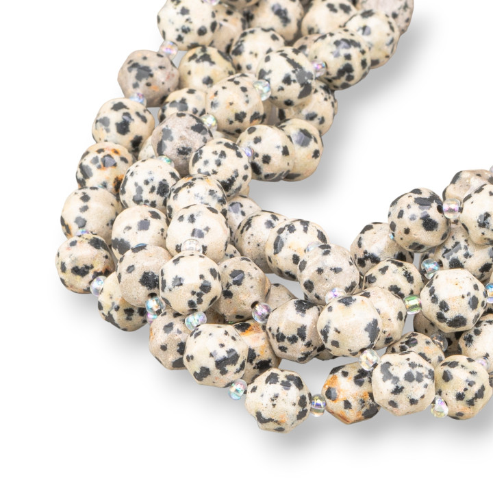 Eggshell Jasper Ball Faceted Cylindrical Cut 9x10mm