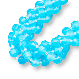 Boule de Jade Céleste Coupe Facette Cylindrique 9x10mm