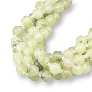 Jade Prenite Ball Faceted Cylindrical Cut 9x10mm