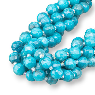 Turquoise Jade Ball Cylindrical Faceted Cut 9x10mm