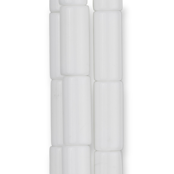 White Agate Synt Cylinder 12x28mm