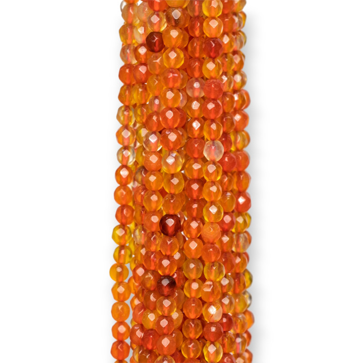 Agata Arancio Perlina Tonda Sfaccettata 3mm