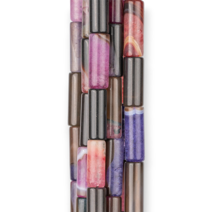 Agata Bicolore Striata Cilindro 8x20mm Viola MIX2