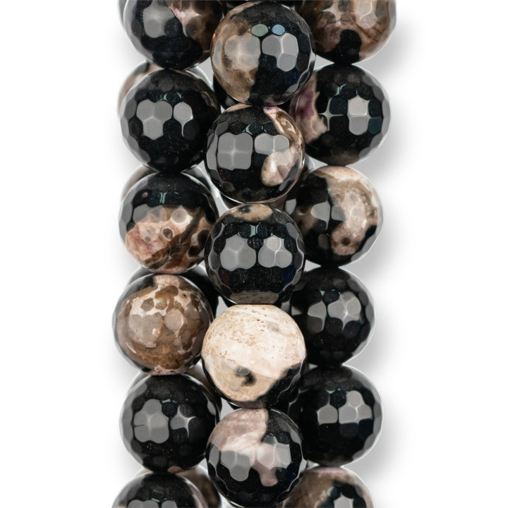 Bicolor Black Faceted Agate 14mm Purple