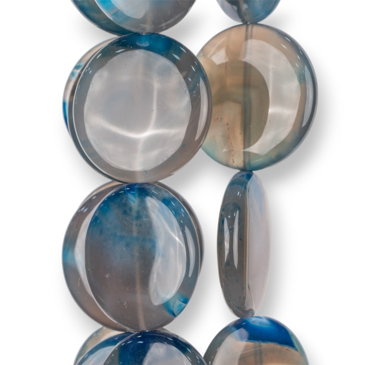 Agate Bleue Ronde Plate Lisse Dégradé 40mm