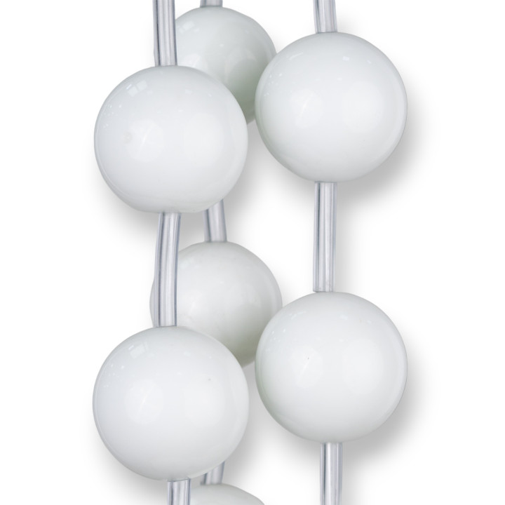 Agate Blanche Ronde Lisse 28mm 8pcs