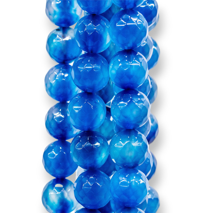 Agata Blu Perlina Tonda Sfaccettata 10mm Icy