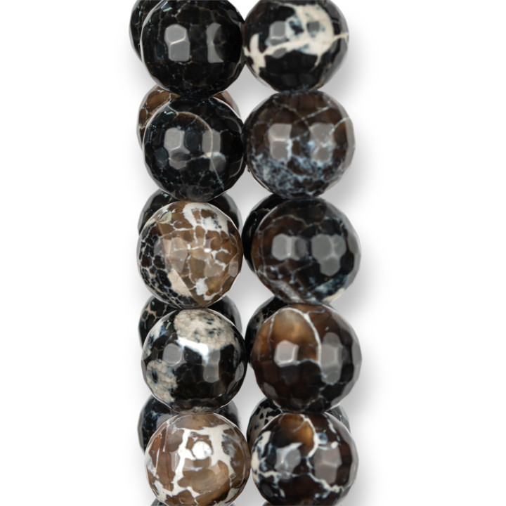 Ágata de Fuego Negra Facetada 16mm Marrón Degradado