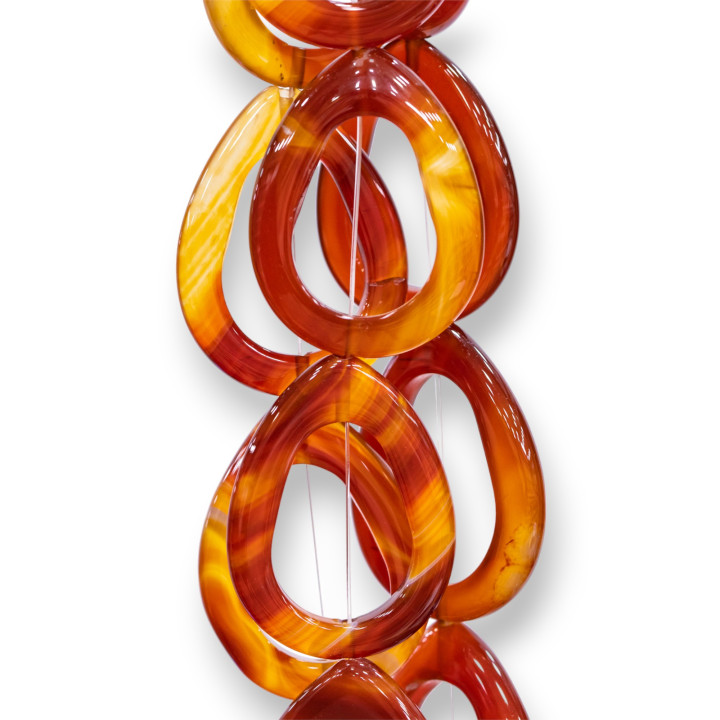 Agate Plaque Perforée 32x42mm Orange