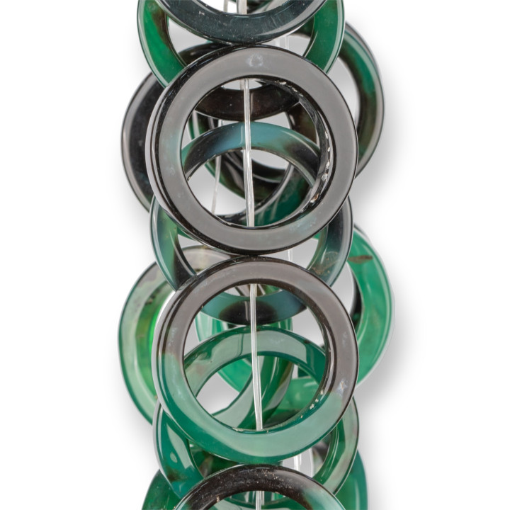 Agate Round Perforated Plate 35-38mm Dark Green And Black