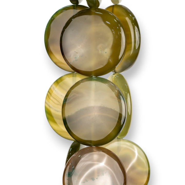 Green Agate Round Flat Smooth 40mm Light Shaded Green