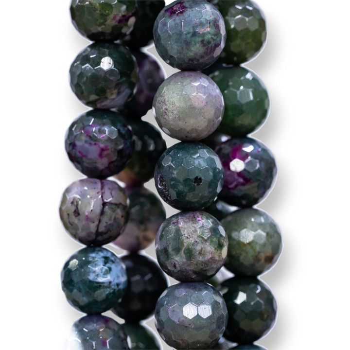 Faceted Tourmaline Moss Agate 18mm