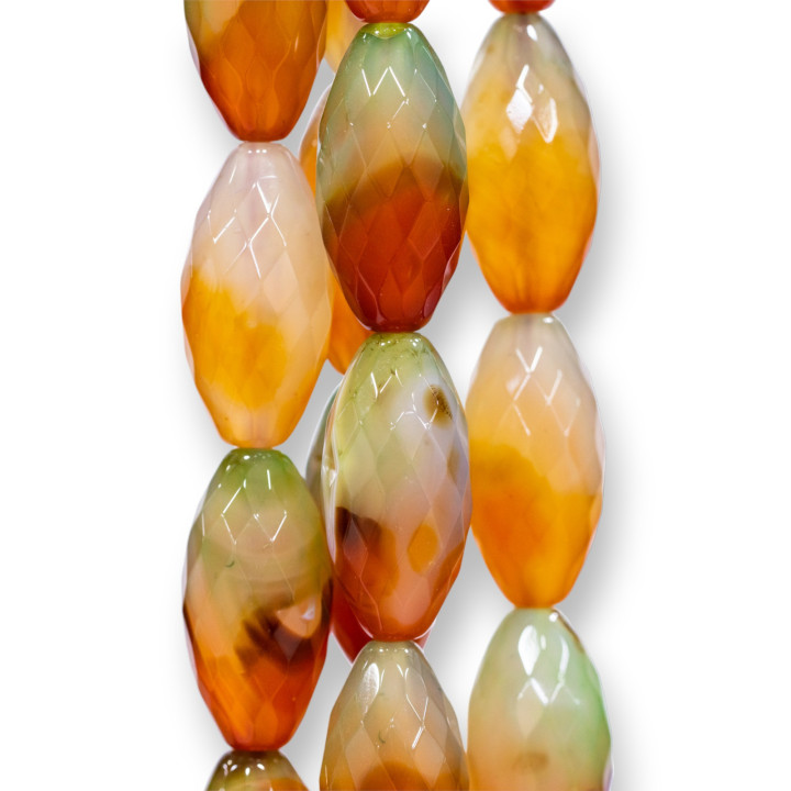 Agate Mix Color Red-Green Rice Faceted 15x30mm