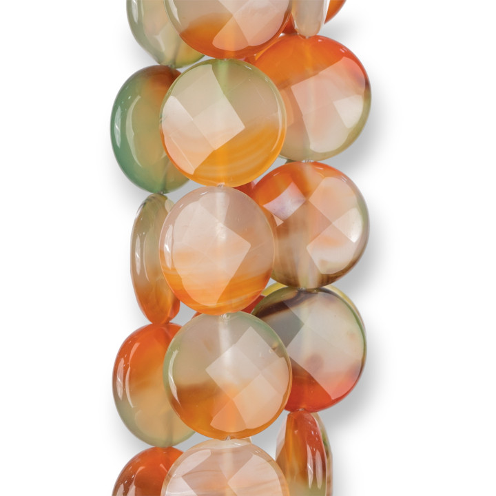 Agate Mix Color Red-Green Round Flat Faceted 25mm Clear