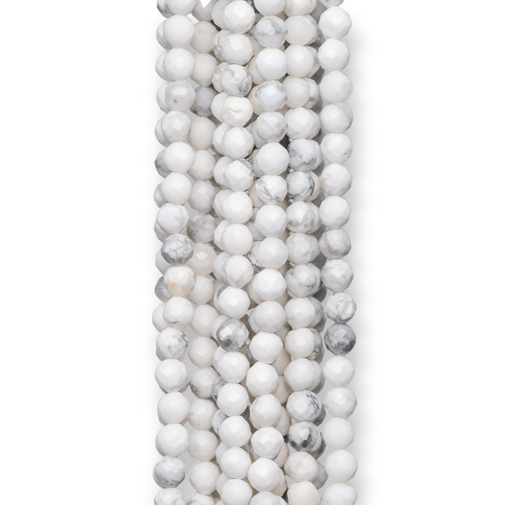 Aulite Bianco Perlina Tonda Sfaccettata Diamond Cut 3,5mm