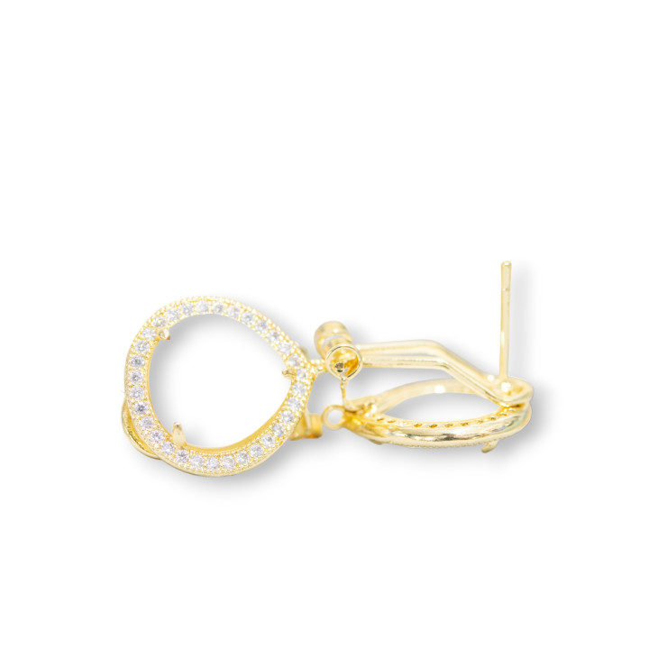 Geschlossene Ohrstecker aus Messing mit Zirkon-Tropfenkristallen, 5 Paar goldener weißer Achat