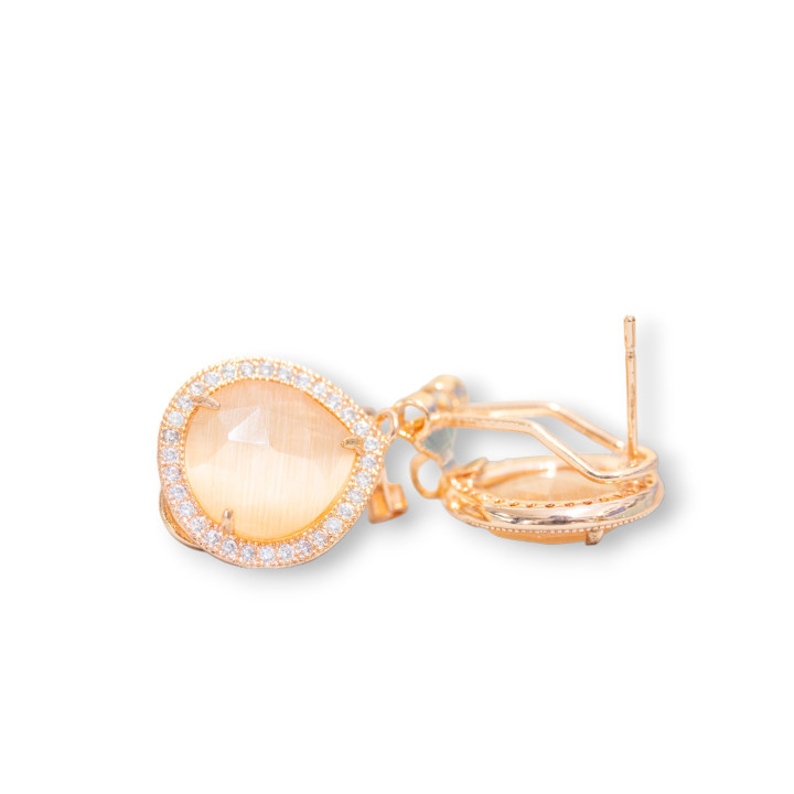 Basis für geschlossene Ohrstecker aus Messing mit Zirkon-Tropfenkristallen 5 Paar Roségold Pfirsich