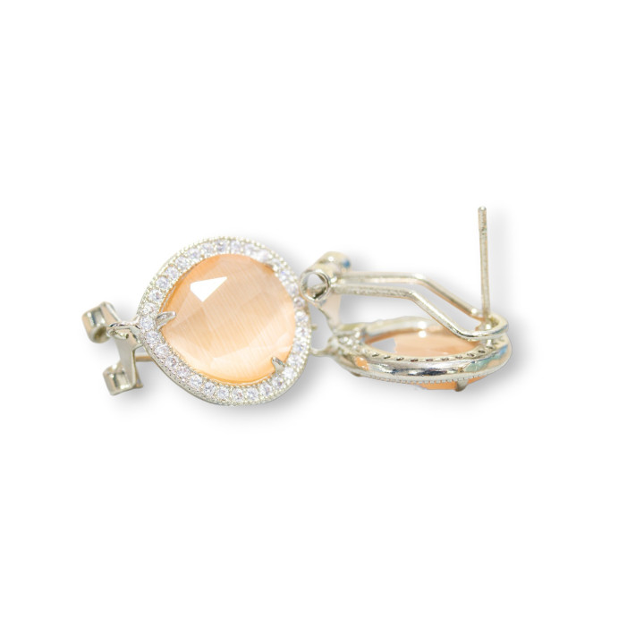 Base Pour Clous D'oreilles Fermés En Laiton Avec Cristaux Zircon Drop 5 Paires Rhodium Pêche