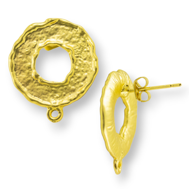 Base For Bronze Stud Earrings Hoop 18x21mm 10 Pairs Golden