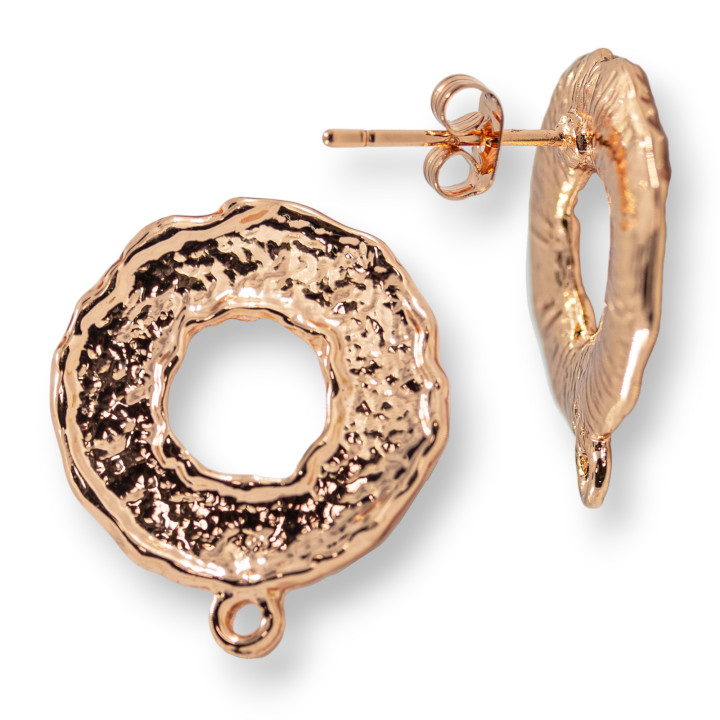 Boucles d'Oreilles Tige Bronze Base 18x21mm 10 Paires Or Rose