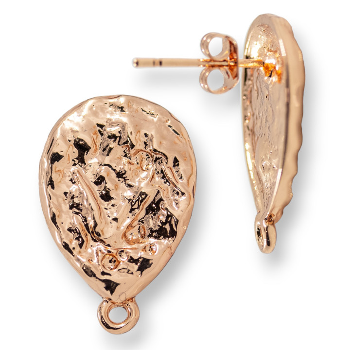 Base Per Orecchini A Perno Di Bronzo Goccia 13x18mm 10 Paia Oro Rosa
