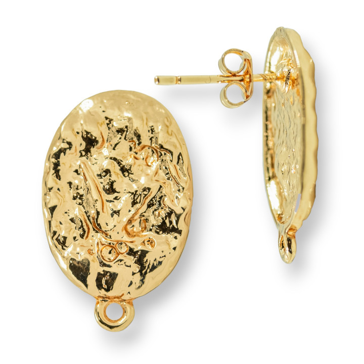 Base Para Aretes Bronce Oval 13x18mm 10 Pares Dorado