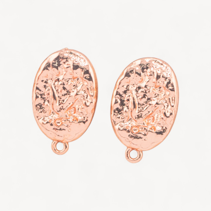 Base for Bronze Stud Earrings Oval 13x18mm 10 Pairs Rose Gold