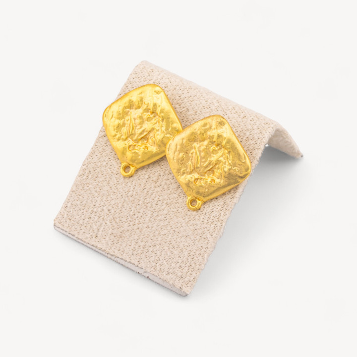 Pendientes Bronce Rombo Base 20mm 10 Pares Dorado