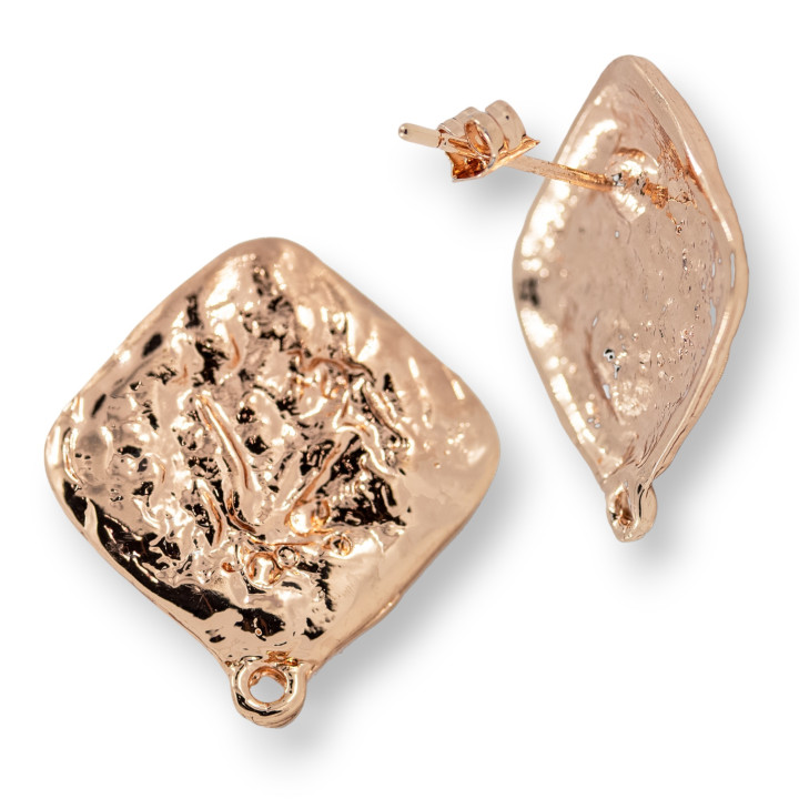 Bronze Rhombus Ohrstecker Basis 20mm 10 Paar Roségold