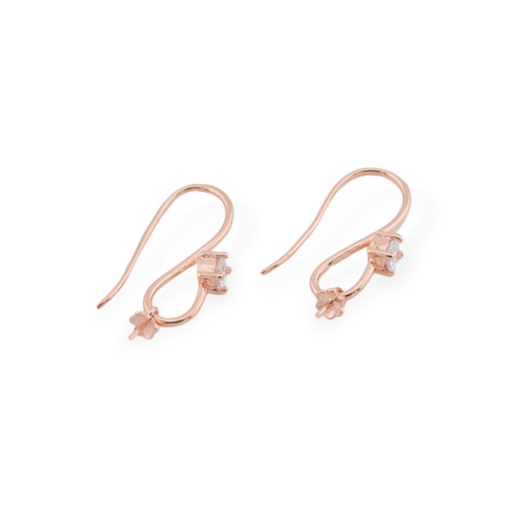 Boucles d'Oreilles Base Argent 925 Avec Point Lumineux 4mm 3 Paires Or Rose