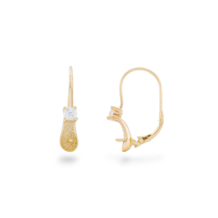 Base For Earrings Of 925 Silver With Zircon Closed Hook 05x26mm 3 Pairs Golden