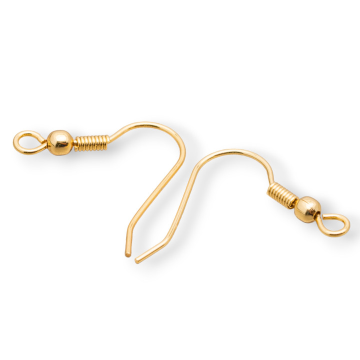 Base Pour Boucles D'oreilles Acier 316L Crochets Avec Boule 100 Paires Plaqué Or