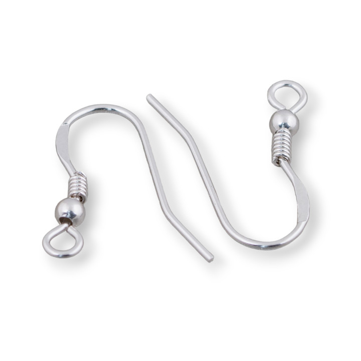 Base For Earrings Of 925 Silver Earrings With Ball 2.5x18mm 20 Pairs Rhodium Plated