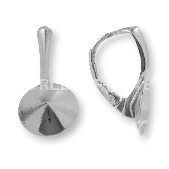 Base De Pendiente De Plata De Ley 925 Gancho Cerrado Con Copa Cónica 12mm Rodiada 3 Pares